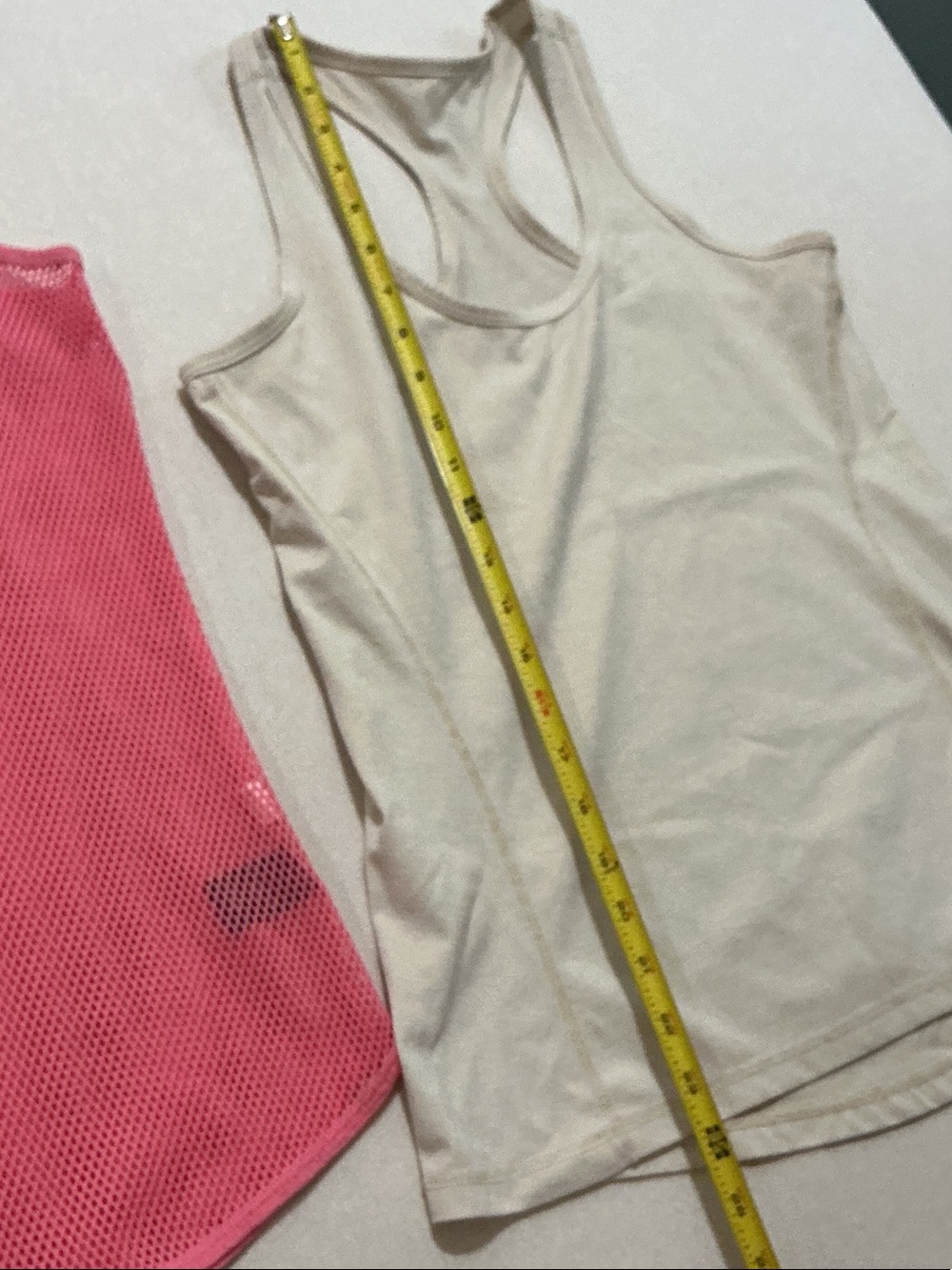 Moda Pink Mesh Racerback & Cream Cotton Racerback Tank Set - Picture 4 of 9